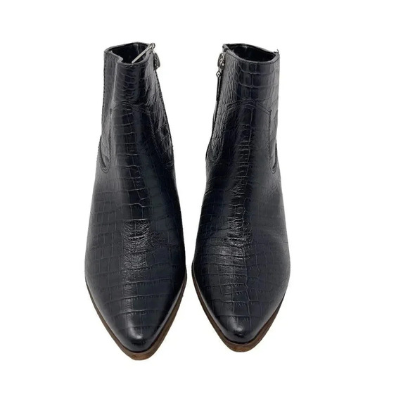 Kaanas Amarone Black Leather Pointed Toe Ankle Boots Shoes - Picture 2 of 12